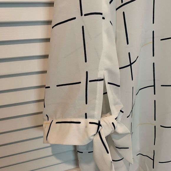 Alfani Womens Printed Tie Sleeve Roll Front Blouse - Picture 5 of 5